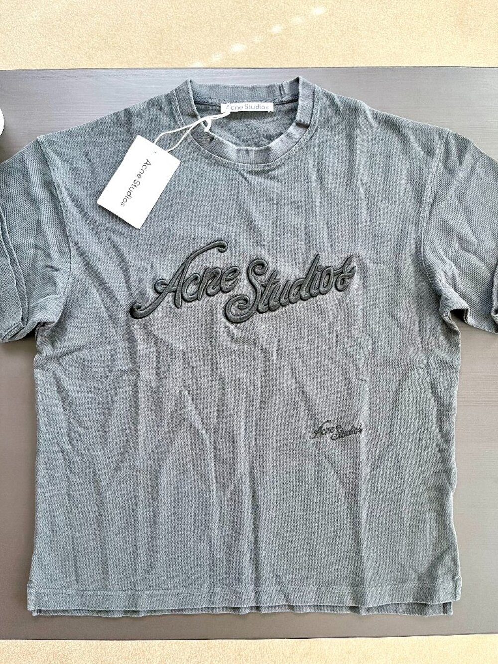 Acne Studios Embroidered Logo Faded Black T-Shirt Size XS